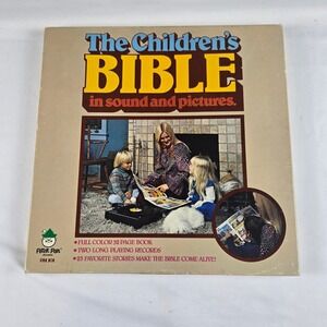 Vintage The Children's Bible in Sound and Pictures 2 LP Record Set Vinyl
